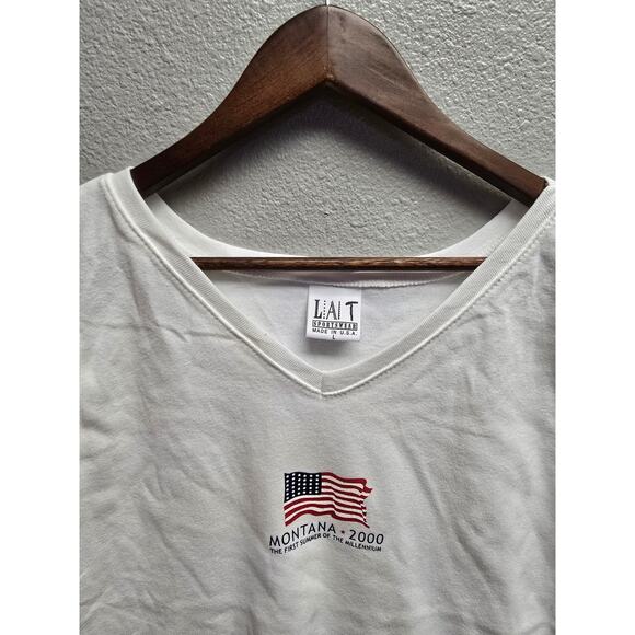 Y2K Large Sleeveless Montana First Summer Of The New Millennium White Tank Top - Picture 3 of 7